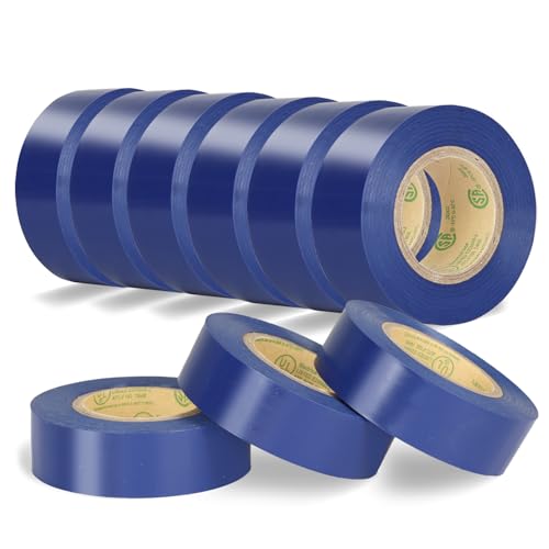 Blue Electrical Tape, UL Approved, 0.7in x 33ft, 9 Pack - color: Blue