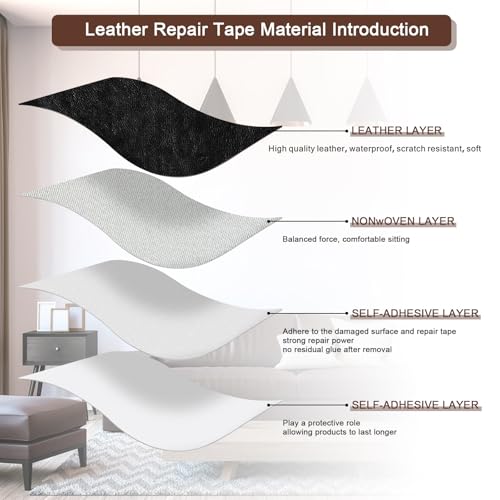 JDLUGH Sofa Leather Repair Patch Tape, 8.2x11 Inch, 2PCS, Black1.0 - color: Black 2.0, size: 8.2x11 Inch