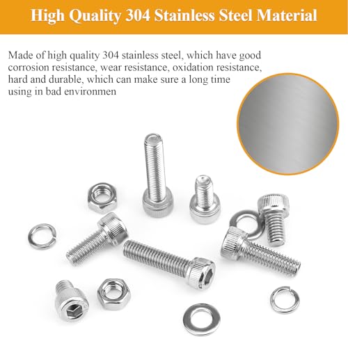 55 Pieces M5 x 6mm Socket Head Cap Screws, Thread Pitch 0.8mm, Sutemribor M5 Screws, 304 Stainless Steel, Fully Threaded, Silver - size: M5 x 6mm, style: Socket Head