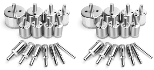 15 Pcs Diamond Drill Bits for Ceramic, Diamond Hole Saw Drill Bit Set Kit, Premium Glass Drill Bit for Bottles,Pots, Marble, Granite Stone, Tile Cutting 0.23 Inch - 2 Inch（6mm - 50mm） YLYL (Pack of 2) - size: 0.23 Inch - 2 Inch（6 mm - 50 mm） (Pack of 2)