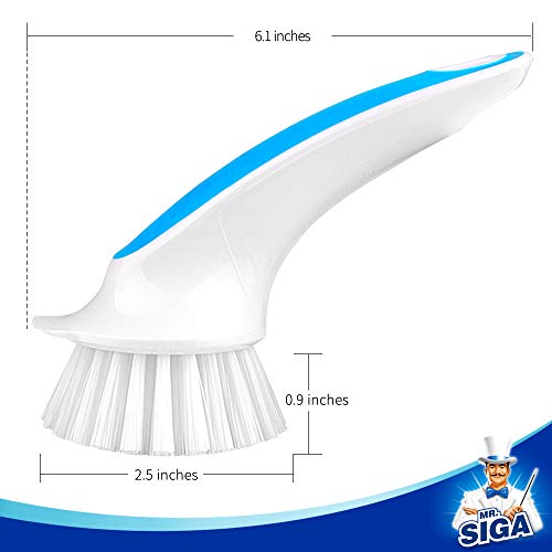 MR.SIGA Pot and Pan Cleaning Brush, Dish Brush for Kitchen, Blue, Pack of 2 - color: Blue & White