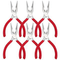 Needle Nose Pliers 5" Long Nose Pliers Set with Side Cutter and Spring for Cutting Wire Craft Jewelry Making(6 Packs)