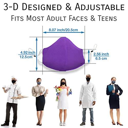 Arcarius Breathable Sports Face Mask – Moisture Wicking Gym & Travel Fit (3-Pack) - color: Purple