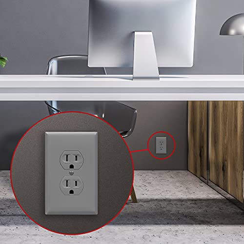 ENERLITES 10 Pack Mid-Size Duplex Outlet Covers Wall Plate, Gray - color: Gray, size: Mid-Size
