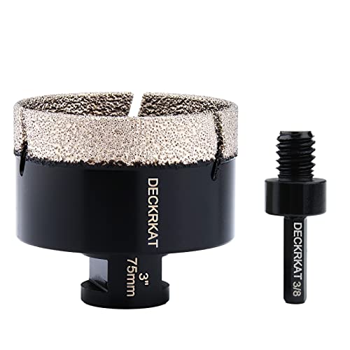 Diamond Hole Saw, 3" Hole Saw for Tiles Granite Marble Ceramic Glass Porcelain, 75mm Core Drill Bit with 5/8-11 Thread and 3/8” Hex Shank Adapter for Angle Grinders & Drills - size: 3"(75mm)