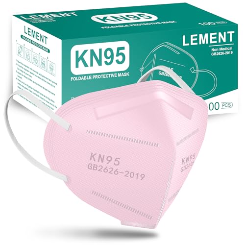 LEMENT KN95 Face Masks,100PCS 5-Ply Pink Breathable Cup Dust Mask For Adult - color: Adult-100 Pack-pink
