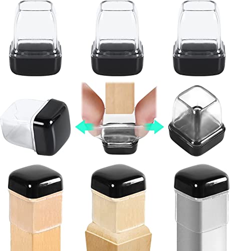 Ezprotekt 24 Pcs Chair Sliders for Carpet, Square Chair Glides for Carpet, Teflon Furniture Pads Glides, Bar Stool Protectors Caps, Furniture Sliders for Chair Table Desk Clear (S Fit: 0.55"- 0.75") - size: S-Clear
