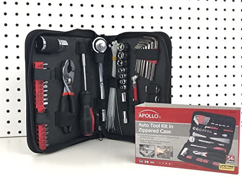 Apollo Tools 56 Piece Compact SAE Auto Tool Set, Red DT9774 - style: SAE (Automotive)