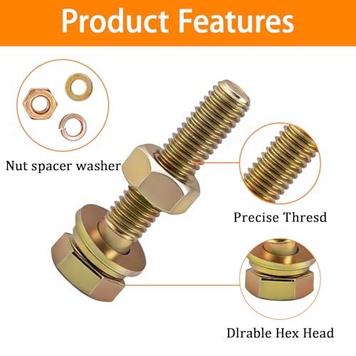 1020PCS Grade 8.8 Metric Bolt Assortment Kit -M4 M5 M6 M8 Heavy Duty Hex Bolts & Nuts with Washers,Yellow Zinc Plated(12-30mm), Automotive/Furniture Hardware,Assorted Metric Fasteners for DIY & Repair
