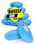 Buself 100 Count Shoe Covers Disposable Non-Slip, Premium Cloth Boot Covers, Slip-resistant, Durable, Breathable, Non-toxic, Recyclable - size: 100ct Up to Men8.5 & Women 10