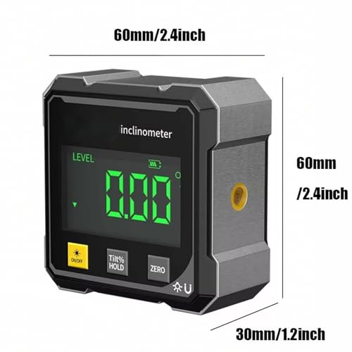 Digital Angle Finder with Electronic Laser & 4-Side Magnetic Base - Electronic Inclinometer with LED Display Cube Inclinometer, Table Saw Miter Protractor, Woodworking Measuring Tool, Level Box