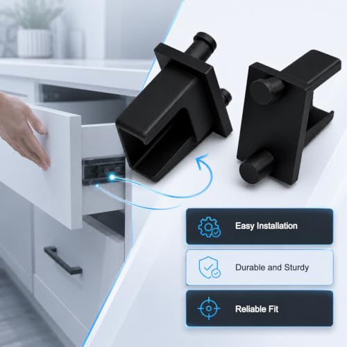 2-Pack Drawer Slide Socket Replacement for Merillat 471029/471037, Left Right Drawer Rail Sockets, Cabinet Drawer Track Repair Parts, Secure Fit Drawer Slide Bracket