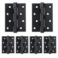 6PCS Matt Black Door Hinges 4 Inch x 3 Inch, Square Interior Hinges, Stainless Steel Hardware Hinge for Interior Door and Exterior Door Use, Hinge Bearing Diameter 1/2 Inch, Thickness 1/10 Inch