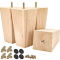 6 inch / 15cm Wooden Furniture Legs, Pack of 4 Mid Century Modern Solid Wood Unfinished Pyramid Square DIY Replacement Feet with 5/16" Hanger Bolts & T-Nuts for Sofa Couch Bed Recliner Riser - color: Unfinished, size: 6''/15cm