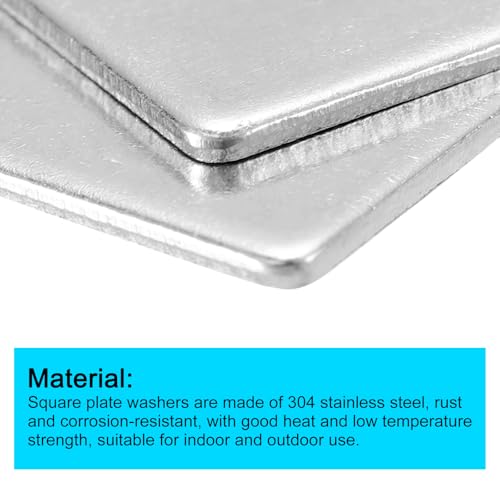 uxcell Square Washer, 25Pcs M6x20x20x1.5mm 304 Stainless Steel Square Plate Washers Flat Pad Spacer Gasket for Hardware Fastener - size: M6x20x20x1.5mm