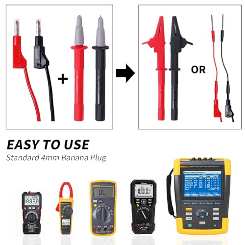 Lead Test Kit, Multimeter Test Leads, 4mm Plug Test Strips, Large Alligator Clips, etc., for Fluke Multimeter Test Lead Kits (13 Pieces) - size: 13-piece