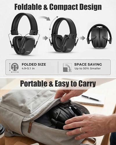 ProCase Hearing Protection Ear Muffs SNR 33dB, Noise Cancelling Headphones - color: 1 - 1 Slim Black