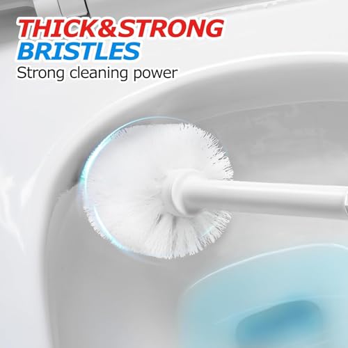 FORASTO 2Pack 2 in 1 Toilet Brush and Plunger Set,Clean Gloves, Extended Handle Plunger，Toilet Bowl Brush Plunger Set,Bathroom Cleaning Tools,Toilet Brush Plunger Combo,Cleaning Brush(Cream White) | 21" Extended, Cleaning Gloves, Heavy Duty Rubber Toilet