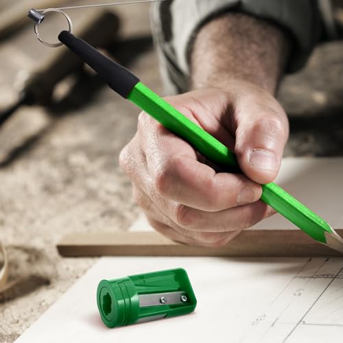 Honoson 24 Pcs Carpenter Pencil with Sharpener,Green Cover, Black Refill - color: Green Cover, Black Refill
