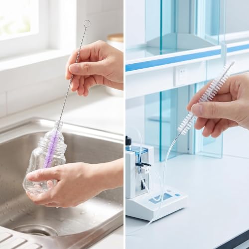 Straw Cleaner Brush, Reusable Metal Handles Straw Cleaner Brush Extra Long for Stanley Mug 40, 30, 20 oz, 10mm Wide for Sippy Cup, Water Bottle and Tubes - color: Clear+Purple