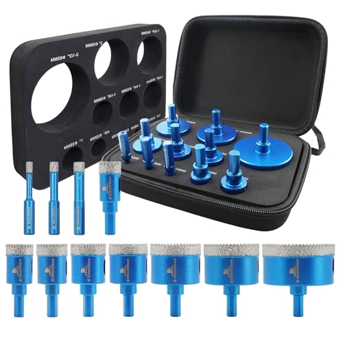 Tile Hole Saw Kit Diamond- BRSCHNITT 11pcs Diamond Core Drill Bit for Porcelain Tile Ceramic Marble Granite Drilling Triangle Shank - size: 6/8/10/20/25/28/32/35/45/50/65D
