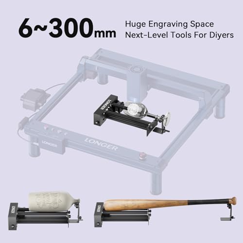Longer Rotary Roller Series,with Bracket, Y-Axis 360° Rotation for Laser Engraver Engraving Cylindrical Objects Tumblers Cans Cups Bottles, Compatible with 99% of Laser Engraver,Size 268 * 184 * 60mm - size: 268 * 184 * 60mm