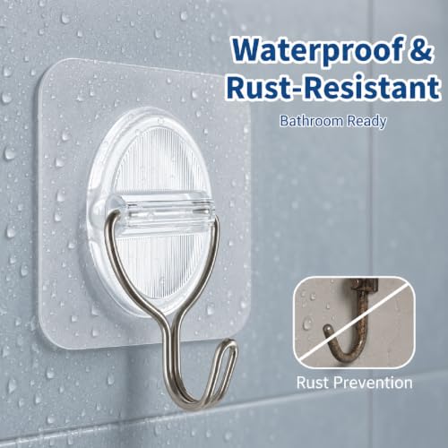 Clear Adhesive Wall Hooks, 10 Pack for Smooth Surfaces - size: 5 cm