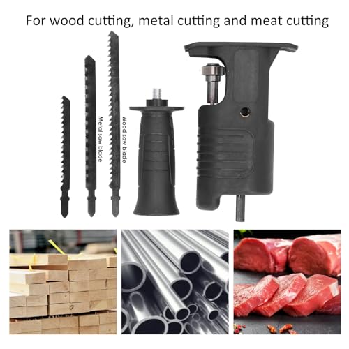 Reciprocating Saw Attachment for Drill Kit for Cordless Drill with Blades for Metal Wood Cutting Jig Saws, Drill Saw Attachment