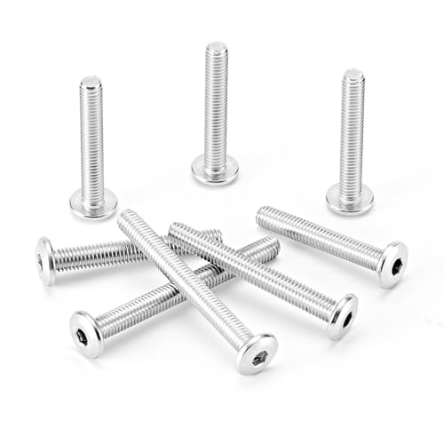 M6 x 40mm 45mm 50mm 55mm 60mm Flat Round Head Hex Socket Cap Screws Bolts, Furniture Screws, 304 Stainless Steel, Metric Fully Threaded, Allen Hex Drive, Bright Finish, Assortment Kit 25PCS - size: M6 x 40/45/50/55/60mm (25PCS)