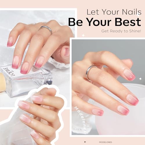 modelones Jelly Gel Nail Polish Set 6 Colors, White Nude Pink Translucent - color: A A4 Pink Jelly Chic