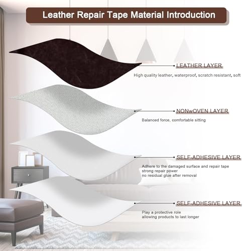 JDLUGH Leather Repair Patch Tape, 15x60 Inch, Brownish Brown2.0 - color: Brownish brown2.0, size: 15x60 Inch