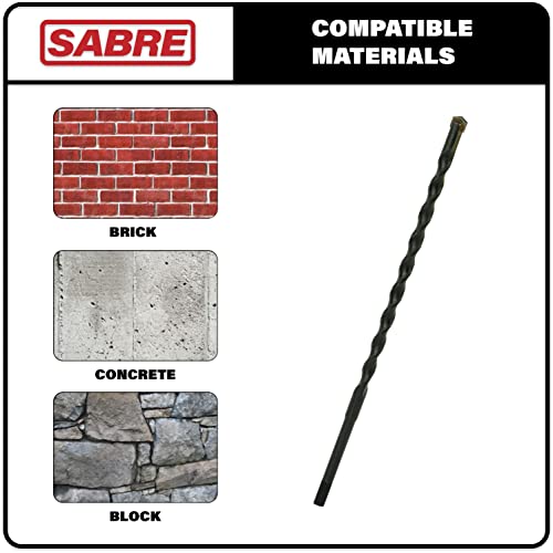 3/16 Inch x 5-1/2 Inch Masonry Drill Bit, 10-Pack Concrete Drill Bit, Carbide Tipped for Concrete, Brick, Stone, Half Flat Shank, Impact Performance (3/16" x 5.5", 10) - size: 3/16" x 5-1/2"