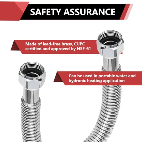2piece EFIELD Flexible SS Corrugated Hose Connector,3/4" FIP x12"Length - size: 12"L(3/4" FIP)