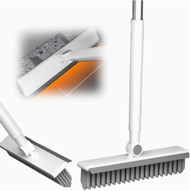 HomeBeyond Grout Cleaner Brush with Long Handle, V-Shaped Swivel Scrub Brush for Bathroom, Tile Lines, Kitchen, Garage, Deck & Crevices, Stiff Bristle Floor & Wall Cleaner