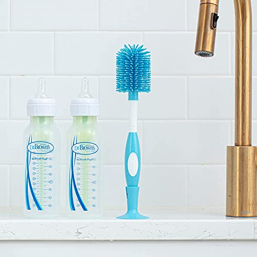 Dr. Brown's Baby Bottle and Nipple Brush Soft Touch and Sponge Brush, Blue Variety Pack, 2 -Pack - color: Blue Variety Pack, size: 2-Pack
