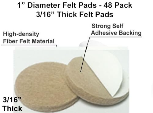 48 Pcs Self Adhesive 1" Round Felt Furniture Pads (Beige, 1") - color: Beige