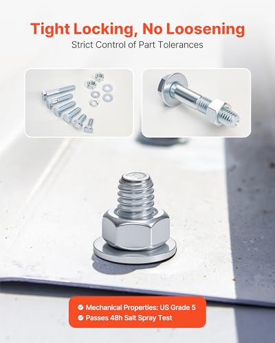 VEVOR 566 Pcs Bolts and Nuts Assortment Kit, Imperial Machine Screws and Flat Washers, Alloy Steel 1/4-20,5/16-18,3/8-16, for Furniture/Equipment/Vehicle Assembly, Galvanized White - size: 566 PCS - Imperial (1/4-20, 5/16-18, 3/8-16)