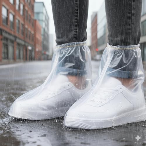 24pcs (12Pairs) Waterproof Shoe Covers, Shoe Covers for Rain, Disposable Shoe Covers, Rain Shoe Covers, Plastic Boot and Shoe Covers for Men and Women (Transparent)