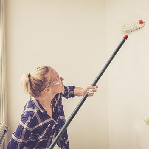 FLY HAWK Paint Roller, 4FT Paint Roller Extension Pole Paint Roller kit with House Paint Roller Brush Stainless Steel Pole, New Splicing Rod, Mural Brush for Walls and Ceiling - size: Black-4FT
