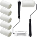Tessco 2 Pack 4 Inch Paint Roller Kit Self Lock Roller Frame and 6 Cover Set with Durable Anti-fatigue Soft Grip Handle Paint Supplies and Tools for Home Improve Painting Walls