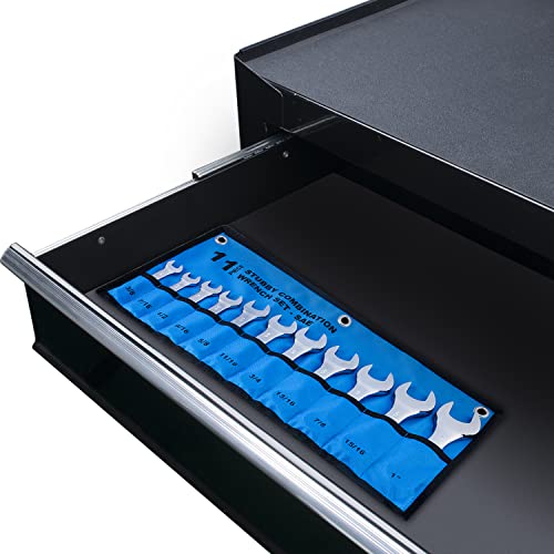 Premium Stubby Combination Wrench Set with Roll-up Pouch, 11-Piece, SAE, 3/8” to 1”, No Skipped Inch Size | Cr-V Steel, Mirror Polished Finish | Short Length and Slim Body, Perfect for Confined Areas - size: SAE Set