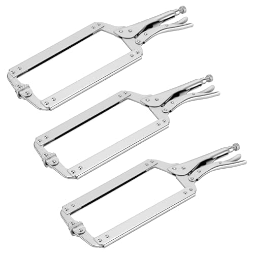 KEILEOHO 3 PCS 18 Inch C Clamp Locking Pliers with Swivel Pads, Heavy Duty Locking Pliers, Adjustable C Clamp Set for Woodworking, Welding and Electrician Maintenance - size: 18 Inch