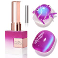 Double Rhythm Jelly Glass Cat Eye Gel Polish with Magnet 15ML Holographic Glitter Shimmer Translucent Sheer Color Magnetic Nail Polish Salon DIY at Home (Dark Navy-MC1268) - color: Aurora Blue Lavender