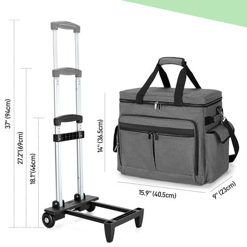 Trunab Rolling Teacher Bag with Expandable File Pocket Detachable Trolley | Teacher Tote Bag with Wheels for up to 15.6 Inches Laptop (Patented Design) - color: Grey