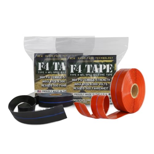 Bond It F4 Tape, Self-Fusing Silicone Tape, Pack of 2, Black & Red - color: Black + Red Oxide