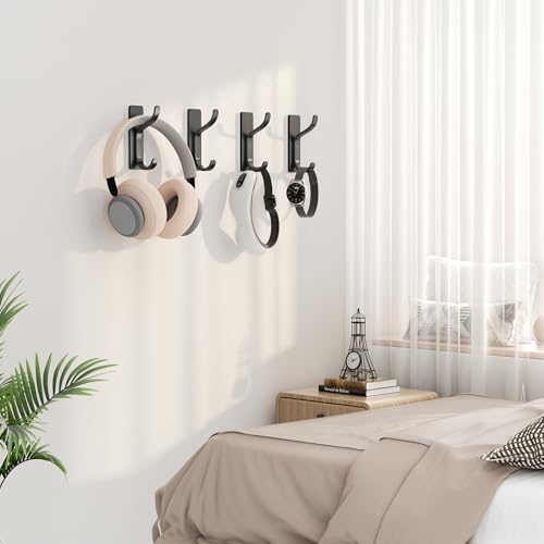Adhesive Wall Hooks for Towel/Coat,13Lb Strong Stick-On Hooks,Black 10 Pack - color: Black, size: 10 Pack