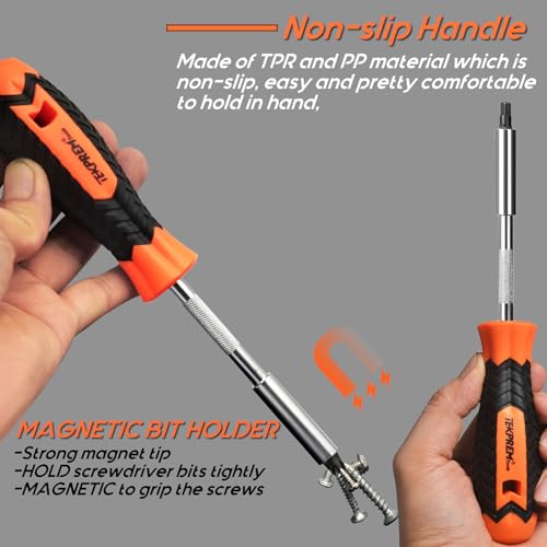 TEKPREM 20-Piece Metric & SAE Hex Bit Set with Magnetic 1/4" Screwdriver Bit Driver, Allen Wrench Drill Bits, Rubber Strip, and Storage Box