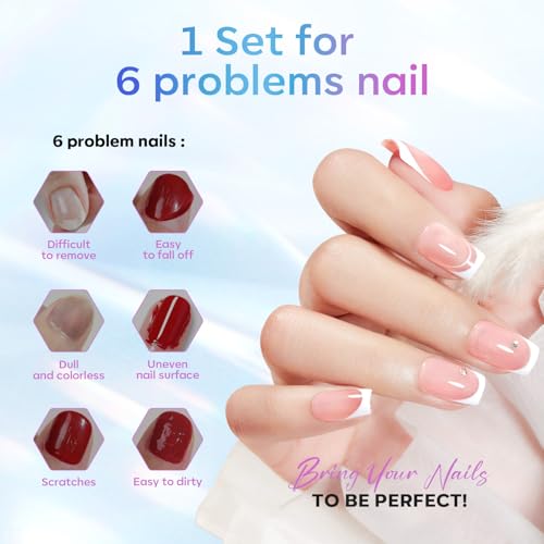 modelones Gel Top Base Coat Set 15ml 2026 Upgrade No Wipe Super Shine - color: Base Top Coat Set Clear