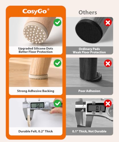 Felt Pads for Chair Legs Bottom with Silicone Dots, Anti-Noise
