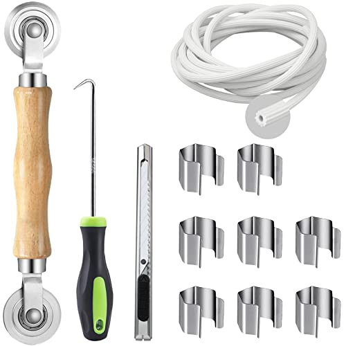 Window Screen Repair Kit, 5 in 1 Screen Roller Tool for Windows or Doors - size: 5 in1 Screen Repair Kit(White Spline)